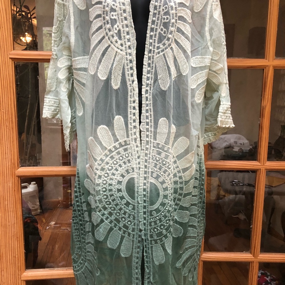 Vintage Style Lace Kimono Robe Duster Ombre .